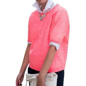 J.Crew Neon Flamingo Pink Bonded Merino-linen Top